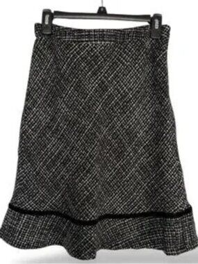 Y2K Gap Tweed A-line Skirt, Women’s 4, Black White Wool-blend, Preppy